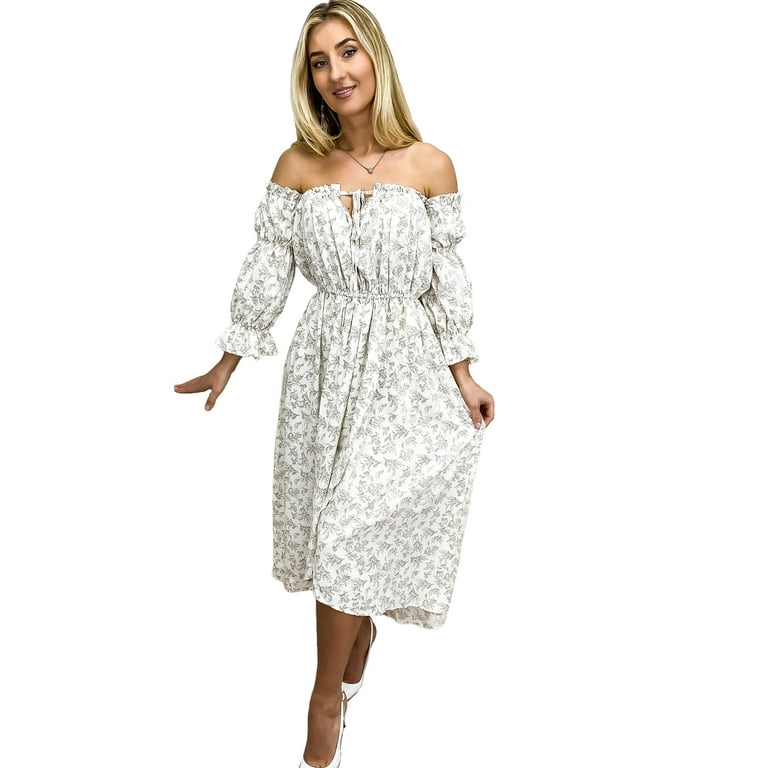 White long sleeve peasant dress cheap
