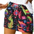 thumbnail image 1 of Womens Casual Floral Printed Elastic High-Waisted Drawstring Shorts Beach Shorts with Side Pockets, 1 of 4