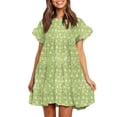 thumbnail image 1 of Womens Casual Floral Printed Mini Dress Boho Ruffles Swing Dress, 1 of 2