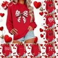 thumbnail image 1 of Womens Casual Heart Graphic Sweatshirts Long Sleeve Pullover Loose Crewneck Cute Love Printed Sweatshirt Tops Red M, 1 of 5