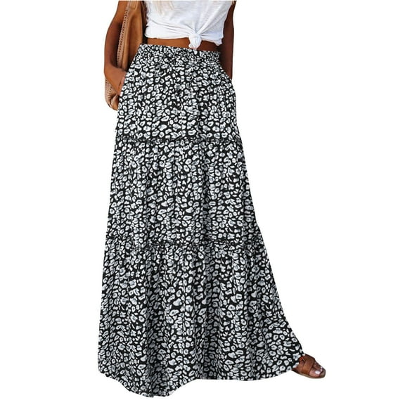 Womens Casual High Waist Tie Paisley Print Long Maxi Skirt 2025