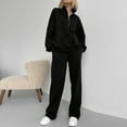 thumbnail image 1 of Womens Casual Hooded Sweatshirt Two Piece Zipper Pocket Top Coat Loose Pants Pants Set Women Overall Womens Suit Wide Leg Pinstripe Women's Suits Pantsuit plus Size Snow Pants for Women 3x Rompers And, 1 of 4