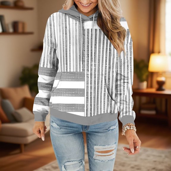Womens Casual Hoodies Crew Neck Long Sleeve Sweatshirts with Pocket Lightweight Pullover Tops