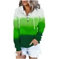 thumbnail image 1 of Womens Casual Hoodies Fashion Printed Front Pocket Drawstring Sweatshirt with Buttons Long Sleeve Pullover Tops (2XL, Green A), 1 of 6