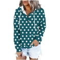 thumbnail image 1 of Womens Casual Hoodies Fashion Printed Front Pocket Drawstring Sweatshirt with Buttons Long Sleeve Pullover Tops (2XL, Green-Dots), 1 of 6