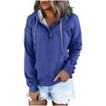 thumbnail image 1 of Womens Casual Hoodies Long Sleeve Drawstring Lightweight Hooded Sweatshirt Button Loose Pullover Tops with Pocket, 1 of 5
