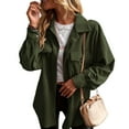 thumbnail image 1 of Womens Casual Jacket Corduroy Shacket Blouses Button Down Shirts Pocket Long Sleeves Tops Jacket Coats, 1 of 7
