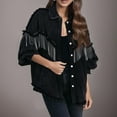 thumbnail image 1 of Womens Casual Jacket Loose Pocket Button Tassel Denim Jacket Womens Long Casual Jacket Women Casual Long Jacket Long Denim Jacket Womens Suit Coat Jacket Casual Long Jacket for Women Clothes Women, 1 of 8