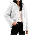 thumbnail image 1 of Womens Casual Jacket Solid Color Fleece Zip Front Long Sleeve Hooded Cardigan Everyday Casual Commuting, 1 of 8