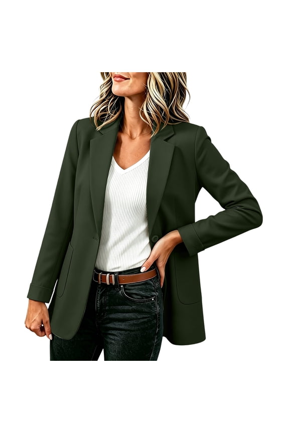 Womens Casual Jacket Top Baeitkot Womens Olid Color Casual Long Sleeved Cardigan with Pockets Blazer Jacket Top Green XXL