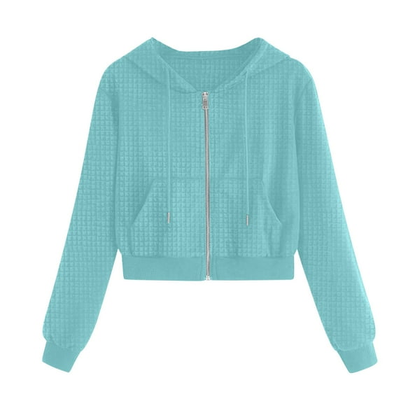 Womens Casual Jackets Solid Color Long Sleeve Zip Up Jackets Lightweight Daily Textured Coat with Pockets Mint Green XXL