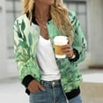 thumbnail image 1 of Womens Casual Jackets Zip Up Jacket Floral Print Coat Stand Collar Short Sports Zipper Outwear Womens Casual Jackets for Fall Womens Casual Jackets Winter Women Tan Jacket Wool Lined Hood Solid Casual, 1 of 4