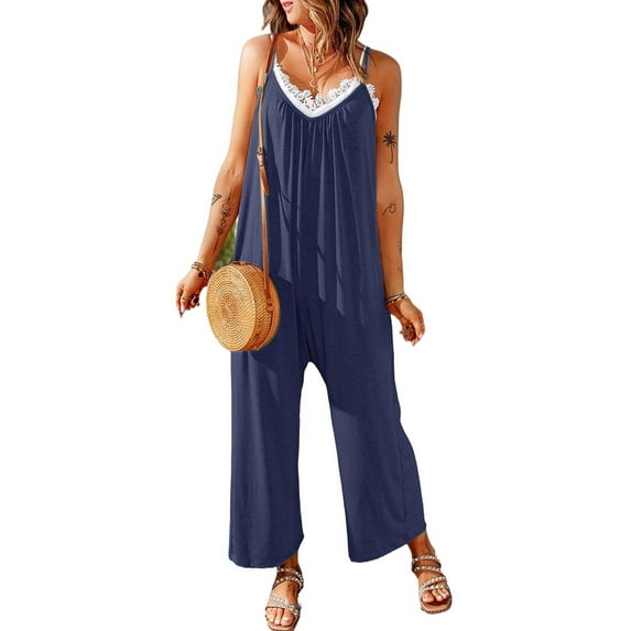 Mawalde Womens Casual Jumpsuits Navy Blue XL