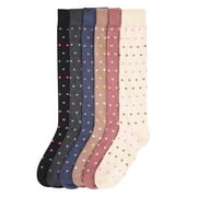 COUVER Womens Casual Knee High Socks Patterned Colors Fashion Socks (Tiny Dots, 6 Pairs), 9-11