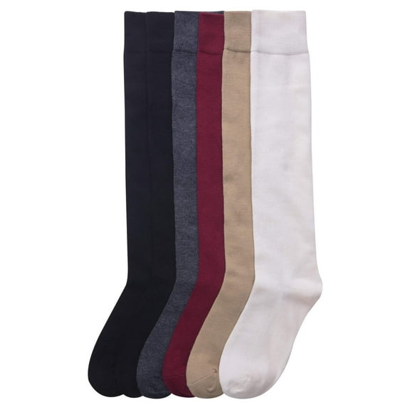 Womens Casual Knee High Socks Solid Colors Fashion Socks (Solid, 6 Pairs), 9-11