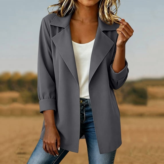 Womens Casual Knit Blazer Long Sleeve Open Front Blazers Stretchy Work Office Suit Jackets