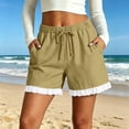 thumbnail image 1 of Womens Casual Lace Shorts Baeitkot Womens Casual Lace Shorts Elastic Waist Drawstring Loose Comfy Summer Shorts with Pockets Khaki XXXL, 1 of 7