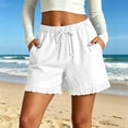 thumbnail image 1 of Womens Casual Lace Shorts Baeitkot Womens Casual Lace Shorts Elastic Waist Drawstring Loose Comfy Summer Shorts with Pockets White L, 1 of 7