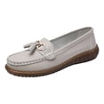 thumbnail image 1 of Womens Casual Leather Loafers Fashion Tassel Comfortable Walking Driving Shoes Moc Toe Non Slip Work Shoes, 1 of 8
