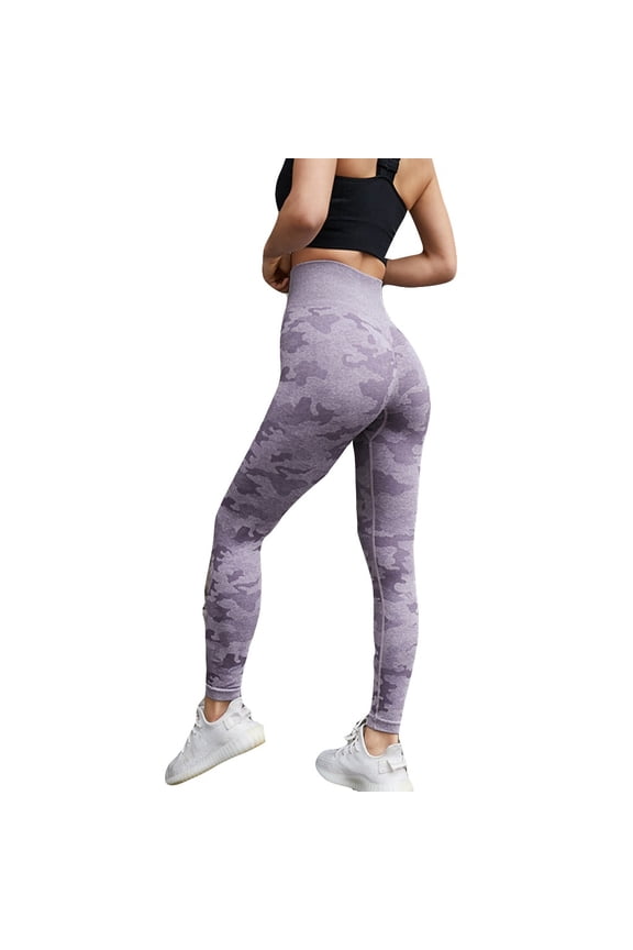 Womens Casual Leggings Leggings Crop Sport Camouflage Top Fitness Petite Clothing for Women,Purple,XS