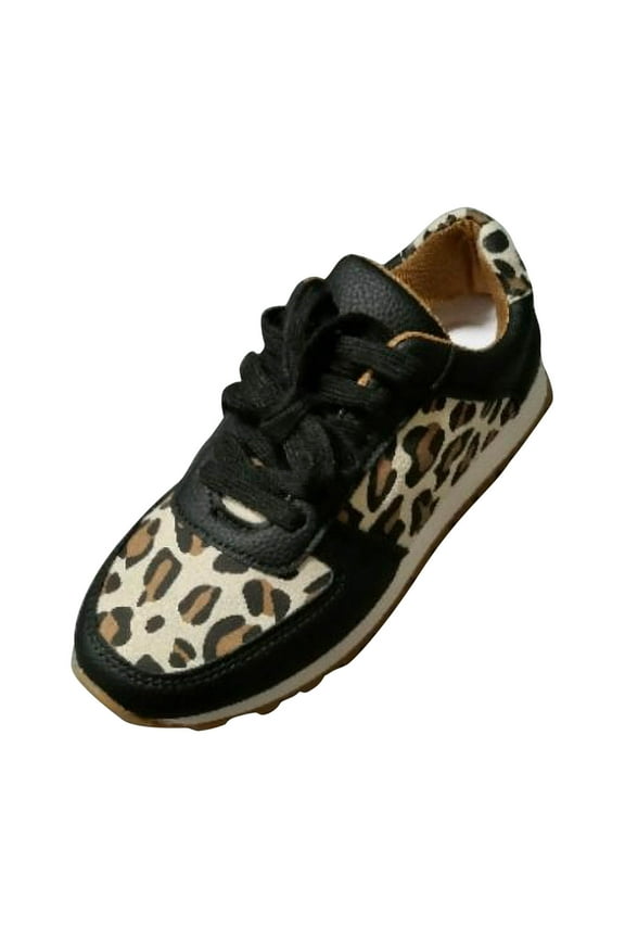 Womens Casual Leopard Sneakers Faux Leather Trendy Splicing Tennis Skate Shoe Walking Footwear Laces Shoes