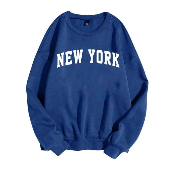 Womens Casual Letter Graphic Print Plus Size Sweatshirt Solid Color Round Neck Long Sleeve Pullover Tunic Tops Loose Tee T Shirts