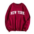 thumbnail image 1 of Womens Casual Letter Graphic Print Plus Size Sweatshirt Solid Color Round Neck Long Sleeve Pullover Tunic Tops Loose Tee T Shirts, 1 of 3