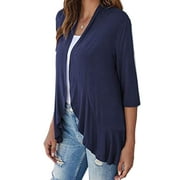 Womens Casual Lightweight Open Front Cardigans Soft 3/4 Sleeve Summer/Fall Ruffles Cardigan Shermie