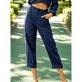 thumbnail image 1 of Womens Casual Linen Capri Cargo Pants Loose elastic Waist ankle Cropped Trouser with Pockets and Button, 1 of 5
