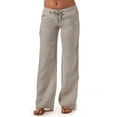thumbnail image 1 of Womens Casual Linen Palazzo Trousers with Lantern Drawstring, 1 of 6