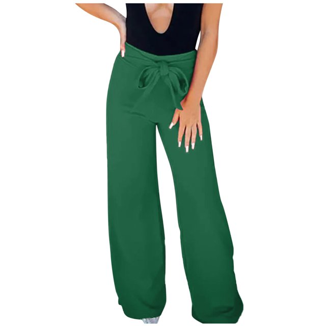 Womens Casual Linen Pants Sweatpant Women Wide Leg Casual Solid Pants ...