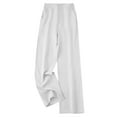 thumbnail image 1 of Womens Casual Linen Straight Loose Wide Leg Pants High Waist Button Dressy Palazzo Trousers with Pockets Vacation Outfits 2025, 1 of 4