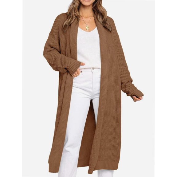 Womens Casual Long Cardigan Long Sleeve Open Front Sweater Coat Outerwear