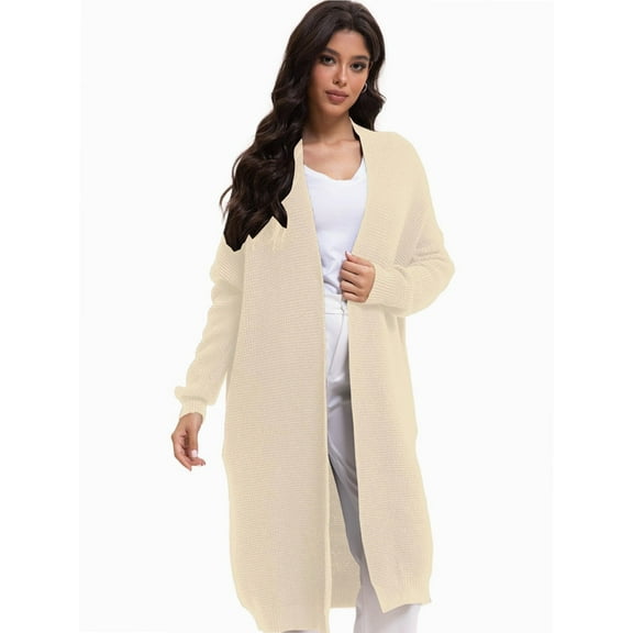 Womens Casual Long Cardigan Long Sleeve Open Front Sweater Coat Outerwear