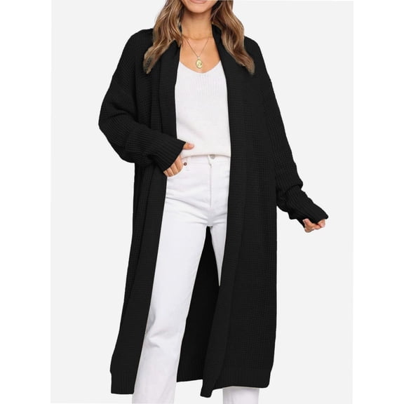 Womens Casual Long Cardigan Long Sleeve Open Front Sweater Coat Outerwear