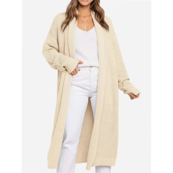 Womens Casual Long Cardigan Long Sleeve Open Front Sweater Coat Outerwear