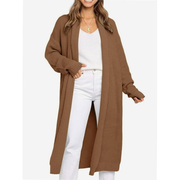 Womens Casual Long Cardigan Long Sleeve Open Front Sweater Coat Outerwear
