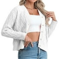thumbnail image 1 of Womens Casual Long Sleeve Button Up Cable Knit Cardigan Light-Weight Crewneck Button Down Sweaters for Women White L, 1 of 10