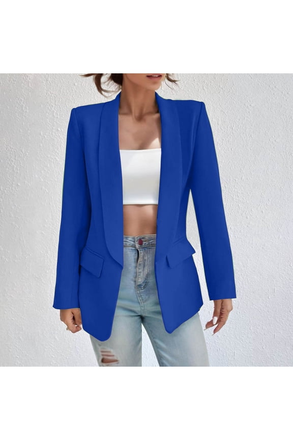 Womens Casual Long Sleeve Fashion Suit Jacket Open Front Lapel Collar Cardigan Fit Flare Long Coat Womens Hooded Winter Jacket Small Coat plus Size Winter Coats for Women 3x Crisp Coat Fir Hooded