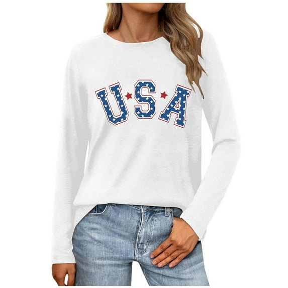 Womens Casual Long Sleeve Graphic Tee Shirts Crew Neck Sweatshirts Pullover Tops For Women White M