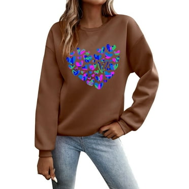 Womens Casual Long Sleeve Graphic Tee Shirts Crew Neck Sweatshirts Pullover Tops for Women