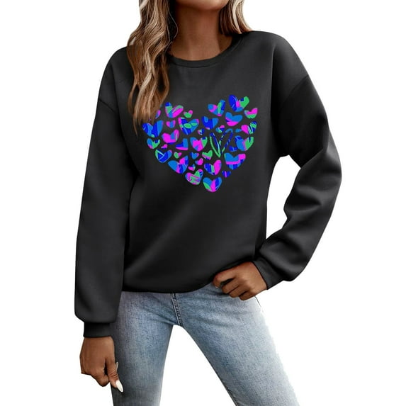 Womens Casual Long Sleeve Graphic Tee Shirts Crew Neck Sweatshirts Pullover Tops for Women