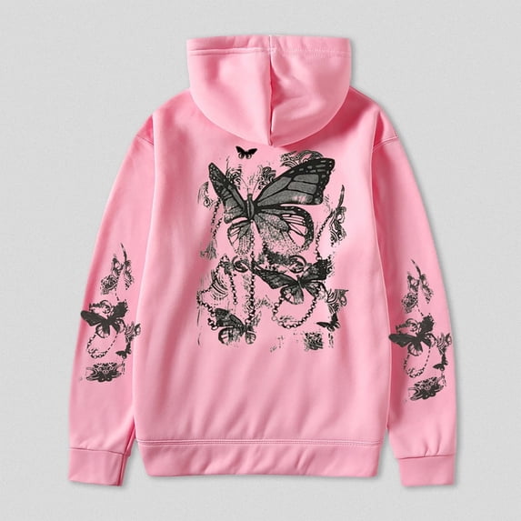 Womens Casual Long Sleeve Hoodies Crew Neck Graphic Printed Hooded Sweatshirts Fashion Relax Fit Tops Pullover
