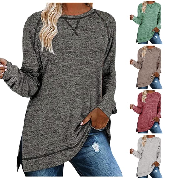 Womens Casual Long Sleeve Round Neck Sweatshirts Printed Loose Top Athletic Women Women Thin Long Sleeve Shirt Ladies Long Sleeve Shirts