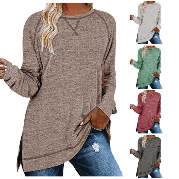 Womens Casual Long Sleeve Round Neck Sweatshirts Printed Loose Top Athletic Women Women Thin Long Sleeve Shirt Ladies Long Sleeve Shirts