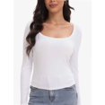 thumbnail image 1 of Womens Casual Long Sleeve Scoop Neck Slim Fitted Basic Top, 1 of 6