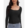thumbnail image 1 of Womens Casual Long Sleeve Scoop Neck Slim Fitted Basic Top, 1 of 6