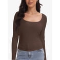 thumbnail image 1 of Womens Casual Long Sleeve Scoop Neck Slim Fitted Basic Top, 1 of 6