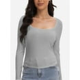 thumbnail image 1 of Womens Casual Long Sleeve Scoop Neck Slim Fitted Basic Top, 1 of 6