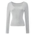 thumbnail image 1 of Womens Casual Long Sleeve Scoop Neck Slim Fitted Basic Top, 1 of 5